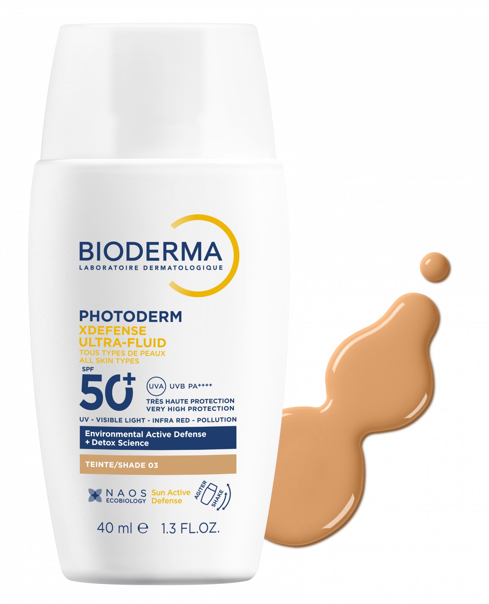 Bioderma Photoderm XDefense Ultra-Fluid LSF 50+ – 40ml, Farbton 01, Detox-Sonnenschutz Für Alle Hauttypen