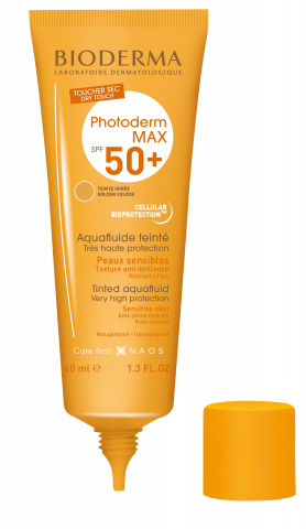 BIODERMA product photo, Photoderm MAX Aquafluide pocket SPF 50+ 30ml, light sunscreen for sensitive skin